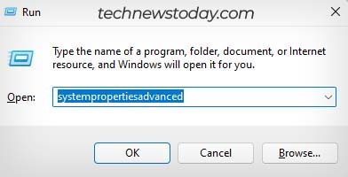 systempropertiesadvanced on run
