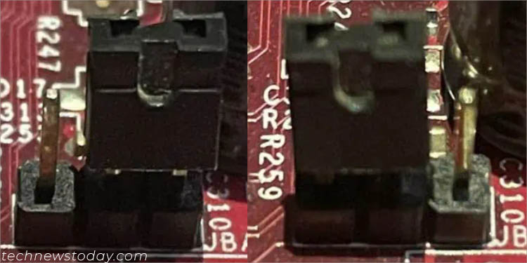 three pin header clear cmos jumper