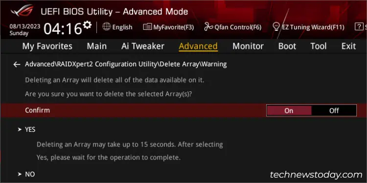 ASUS RAID Setup: A Complete Guide 24 toggle-confirm-and-hit-yes