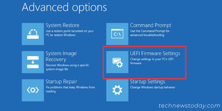 uefi firmware settings in windows re