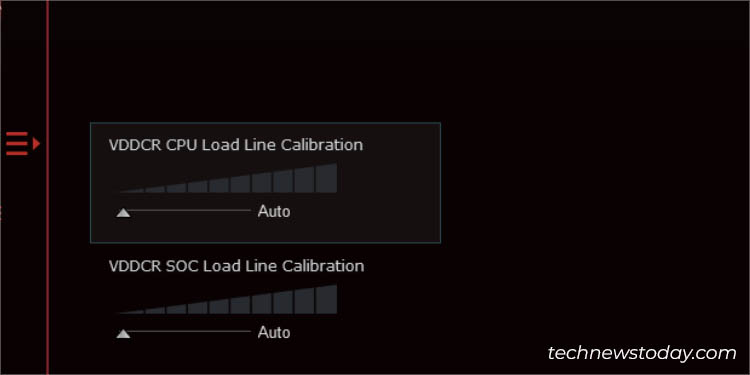 vddcr cpu load line calibration and soc load line calibration