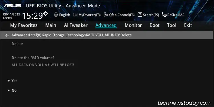 ASUS RAID Setup: A Complete Guide 20 yes-to-delete-intel-asus-raid