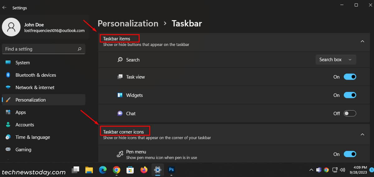 Additional Taskbar Icons Tabs