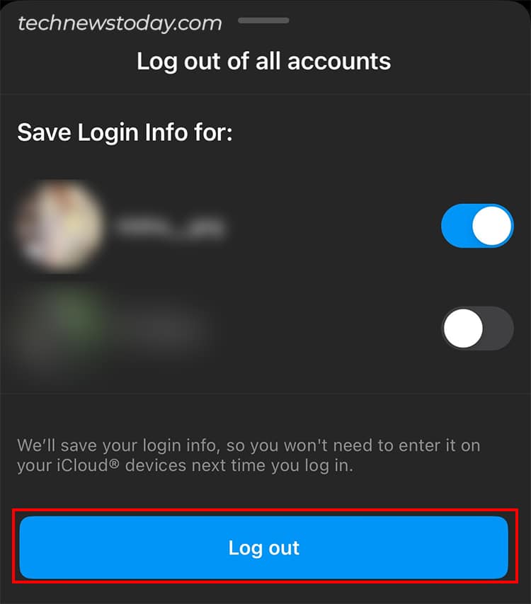 Again, select Log Out and confirm