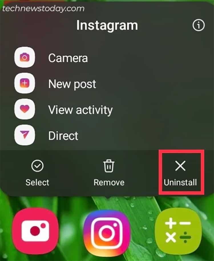 Choose Uninstall