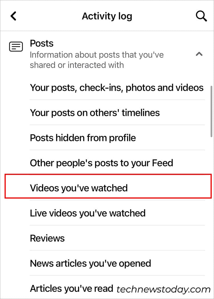 Choose Videos you’ve watched