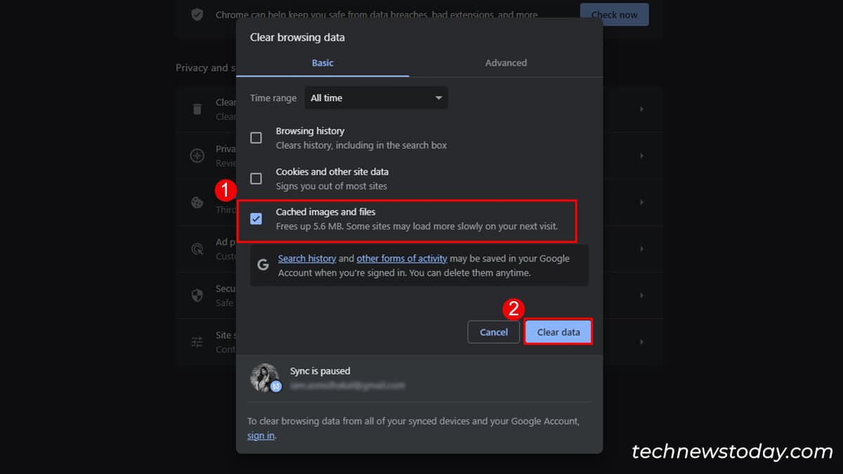Clear Cached data Chrome