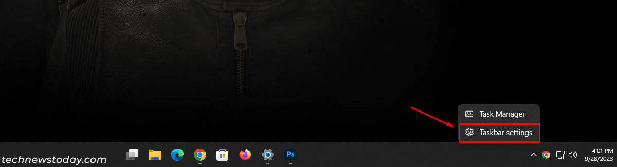 Click on Taskbar Settings