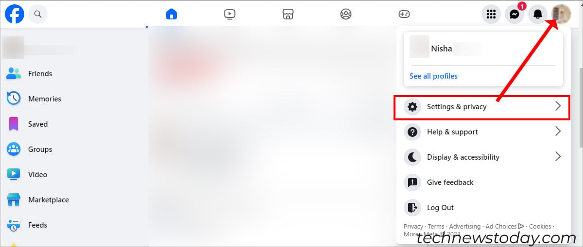 Click on your Profile - Setting & Privacy