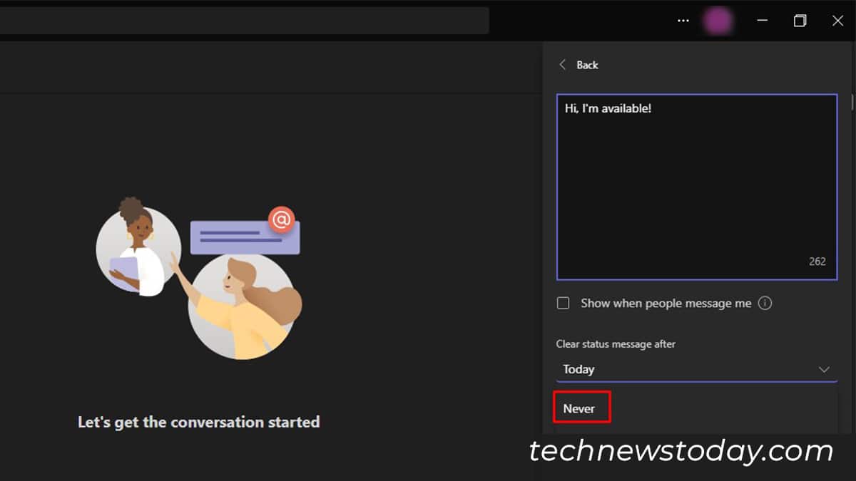 Custom Message Teams