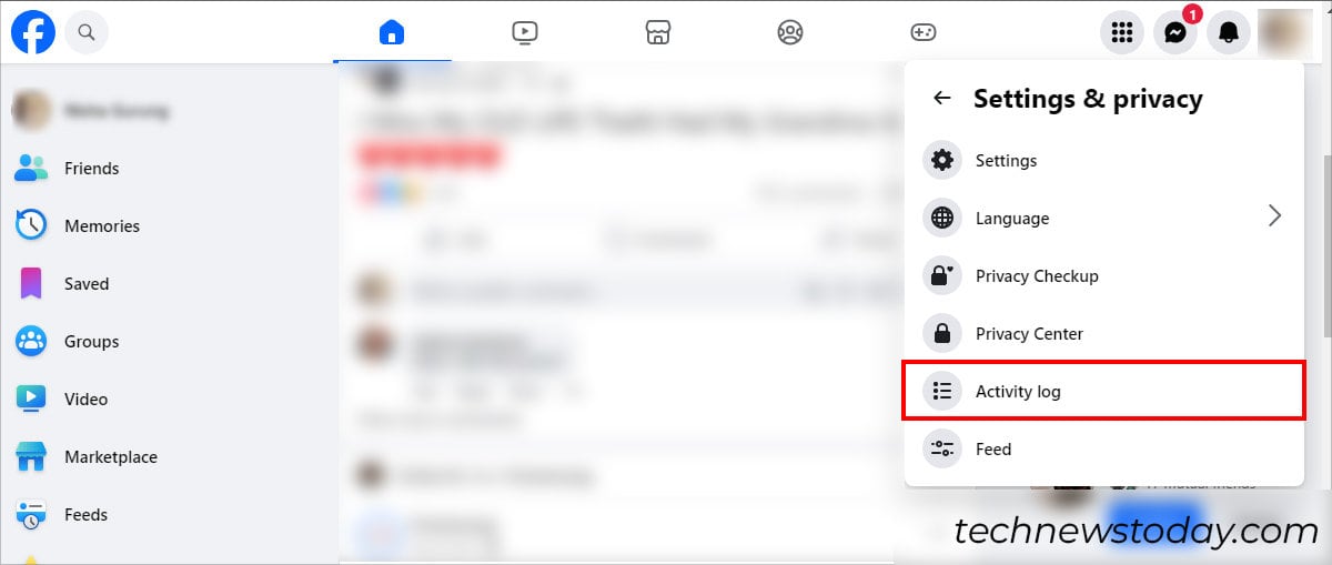 Go to the Activity log