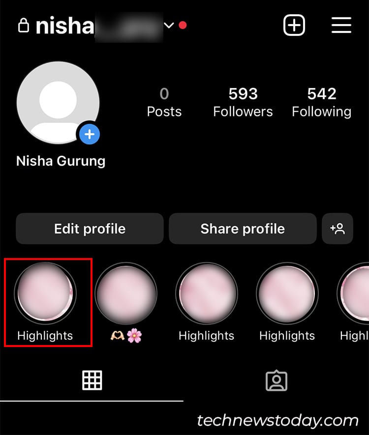 Go to your Profile and tap on any one Highlights