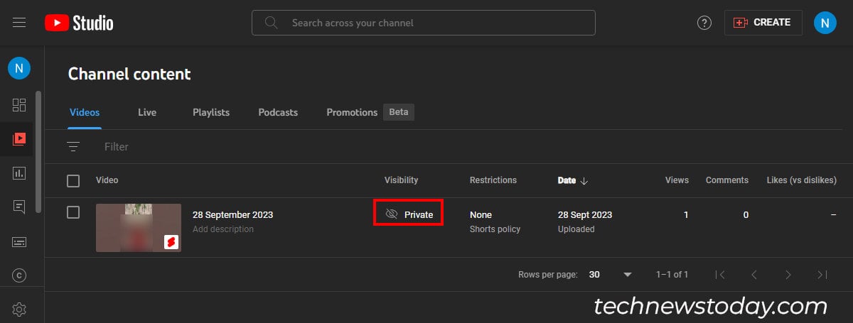 Hover over Video and see the Visibility Menu