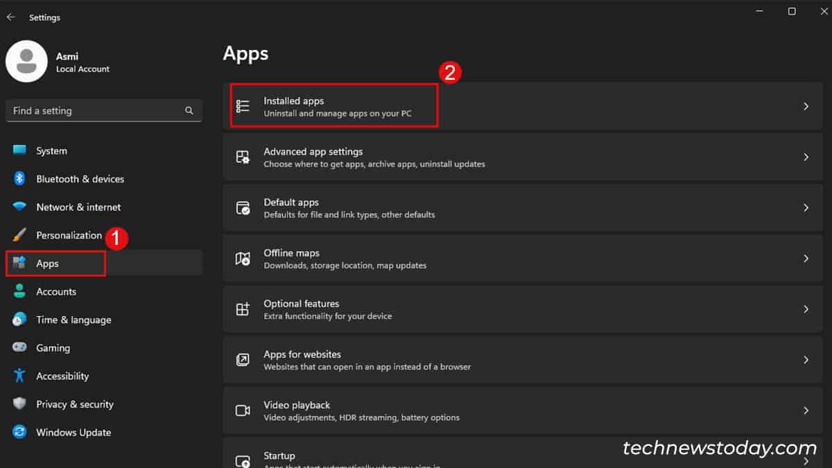 Installed Apps Windows