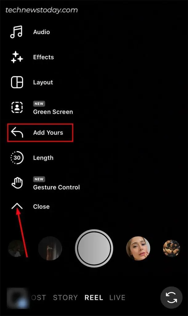 Add Yours Sticker Not Working on Instagram? 9 Ways to Fix 12 On-the-Left-Edit-Tools-expand-the-menu-and-tap-Add-Yours-611x1024