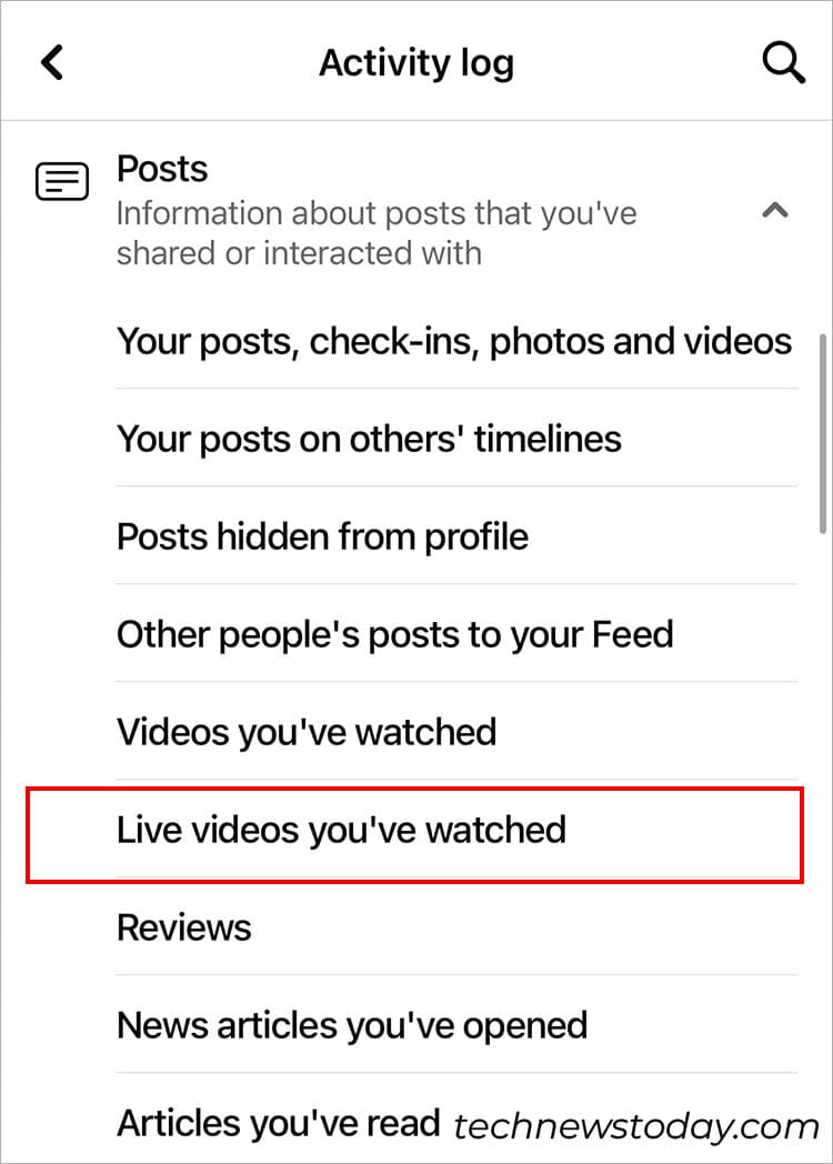 Open Live videos you’ve watched