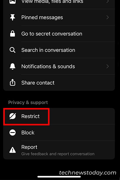 Restrict someone on messenger