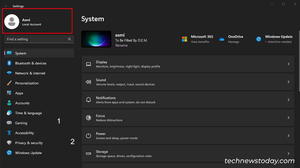 Select Local Account Profile Windows