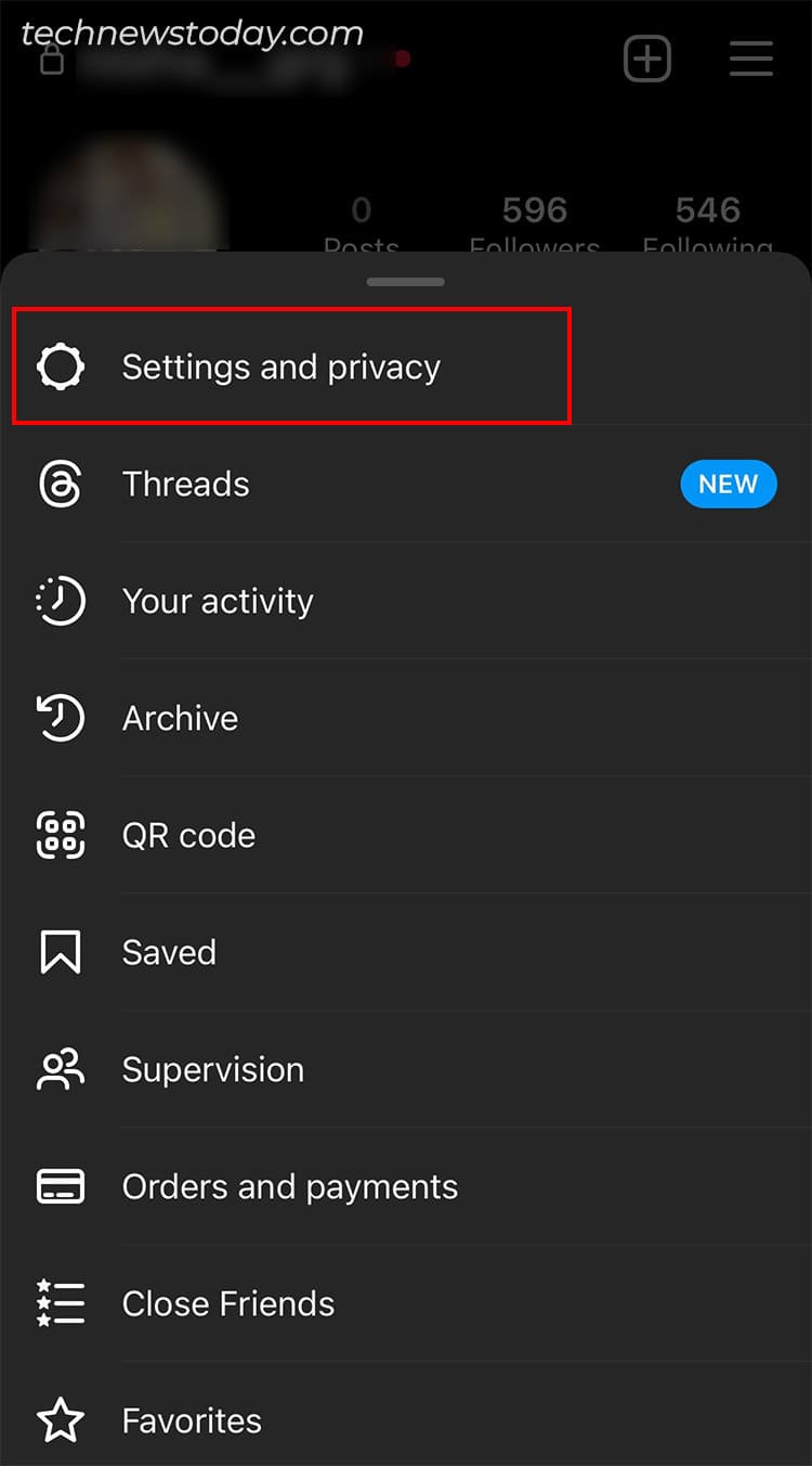 Tap on Settings and privacy