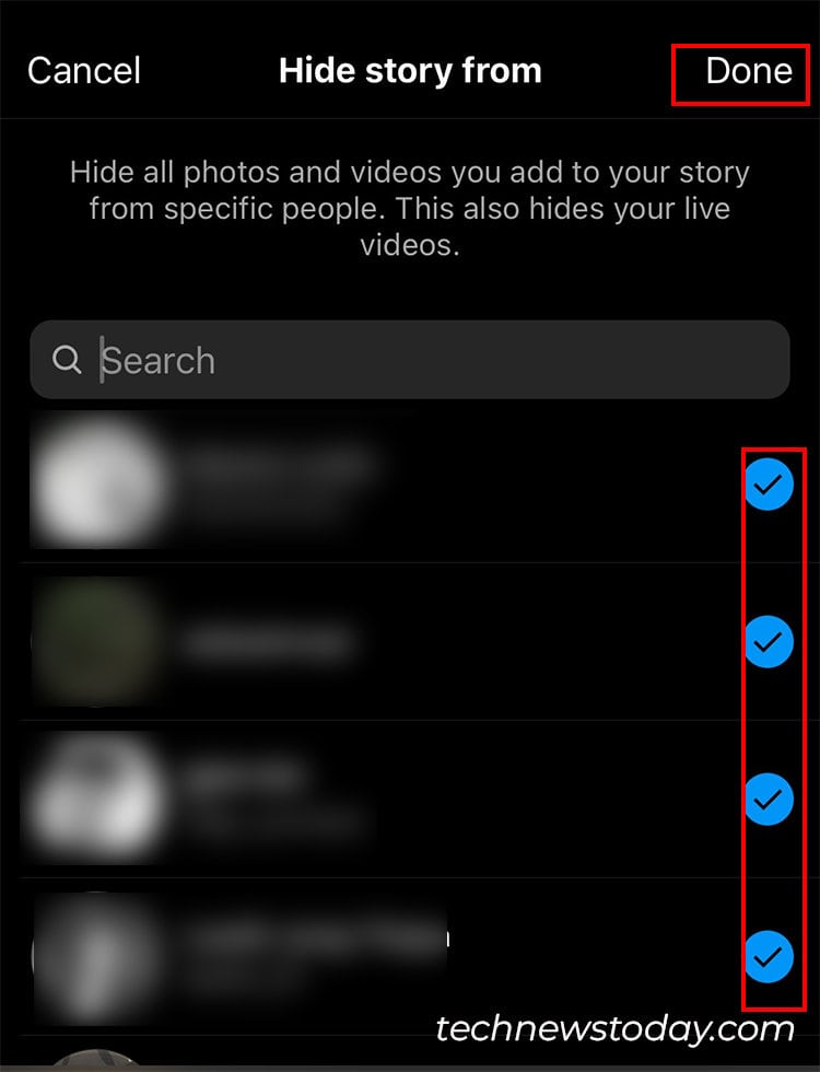 Select User and tap on Done to hide