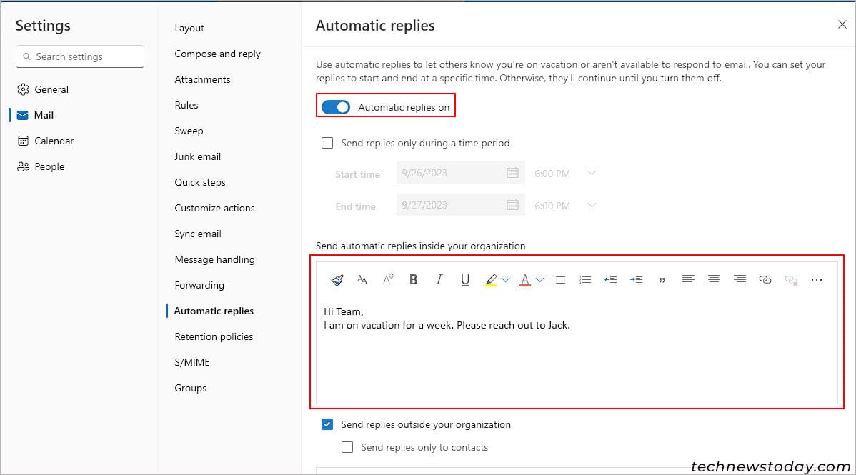 Set-Automatic-replies-Outlook-web