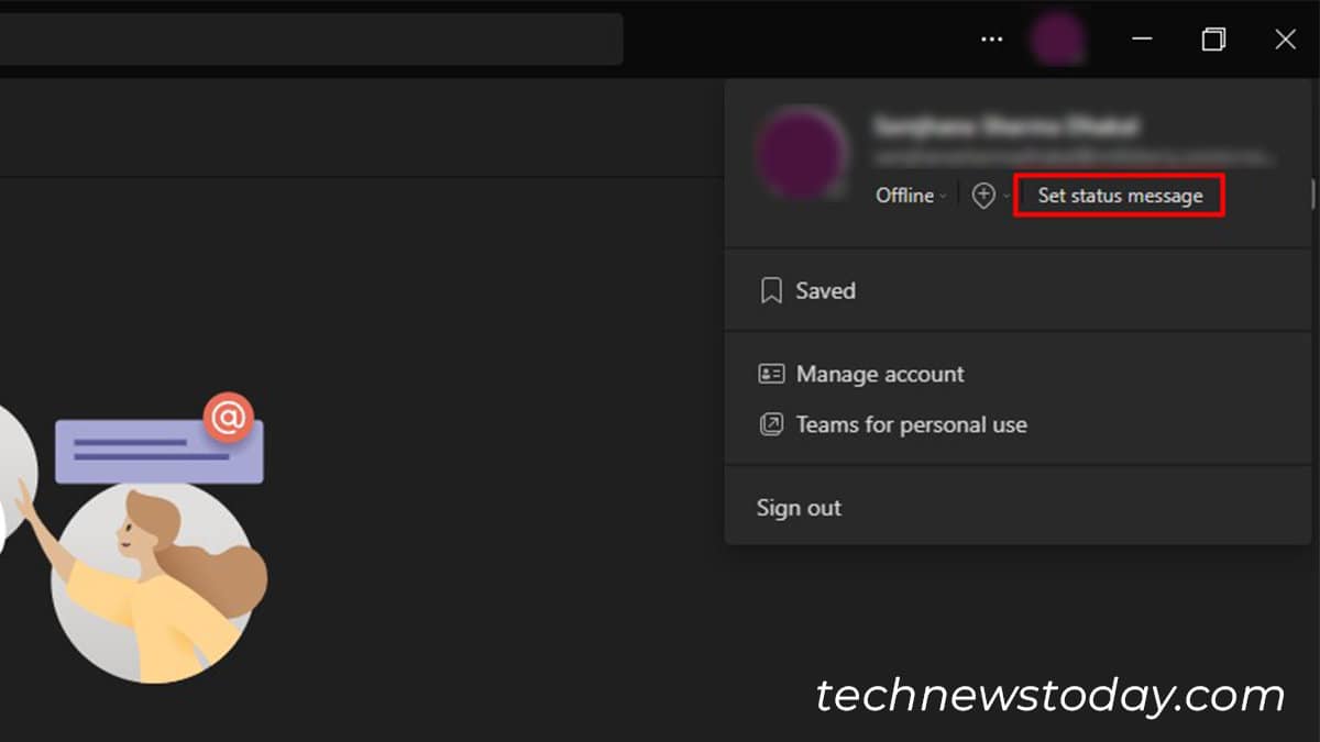 Set status message Teams