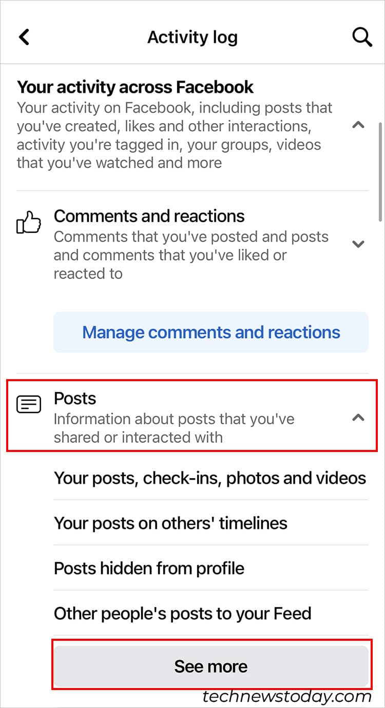 Expand the Posts menu and choose See more
