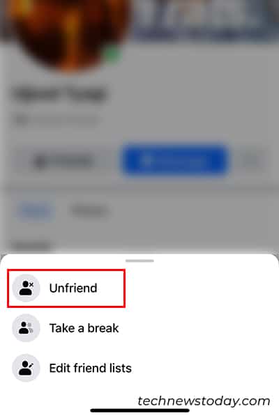 Unfriend User in facebook
