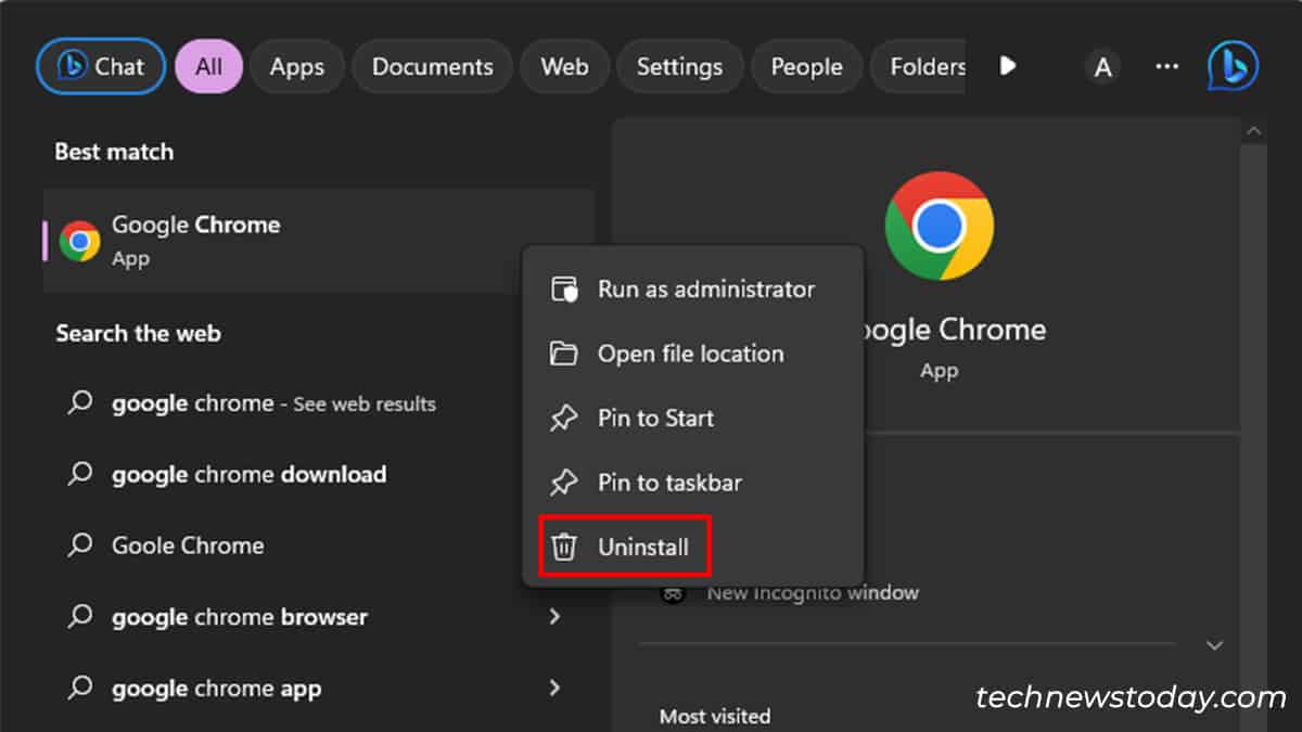 Uninstall Google Chrome