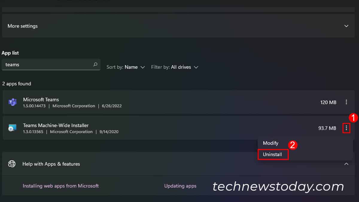 Uninstall Teams Machine-Wide Installer Settings