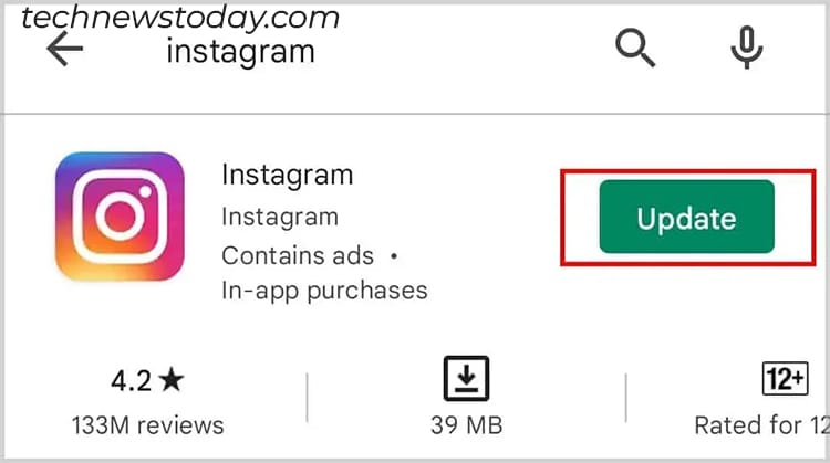 Update Instagram on Android