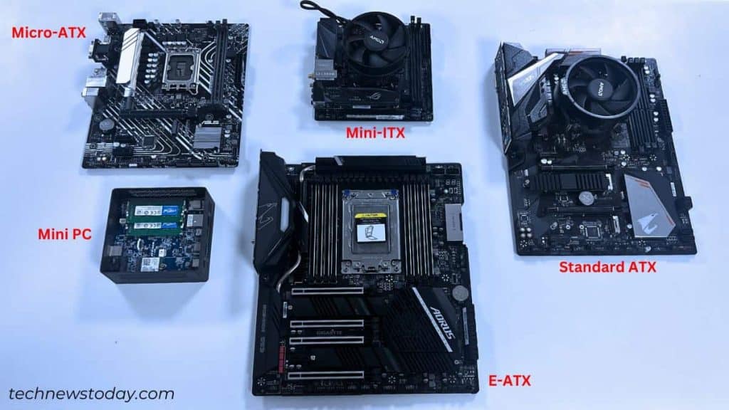 Motherboard Types: ATX, Micro ATX, and Mini ITX Explained 10 all form factor comparison