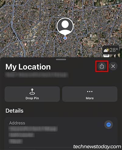 apple maps share my location
