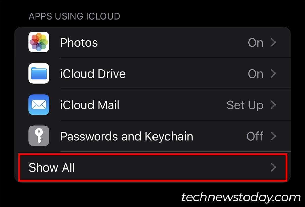 apps using icloud show all