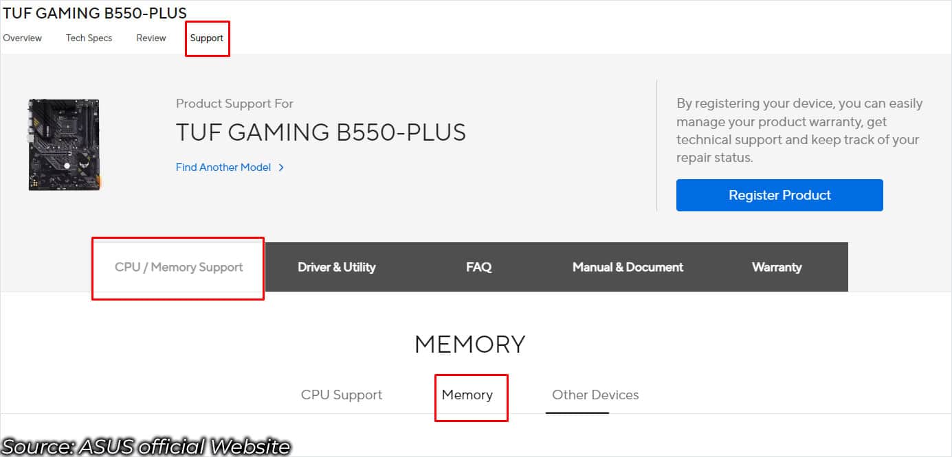 asus motherboard ram support list 