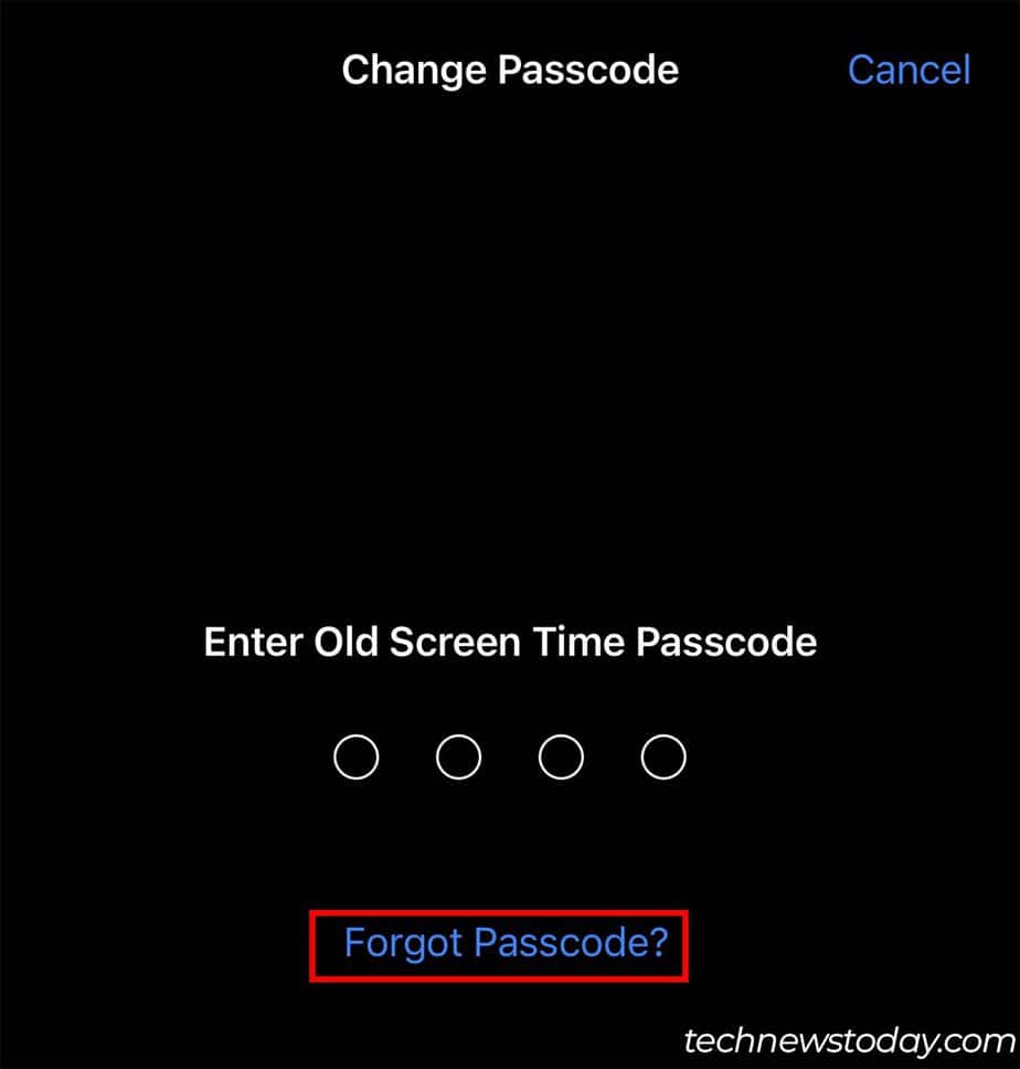 change screen time passcode forgot passcode