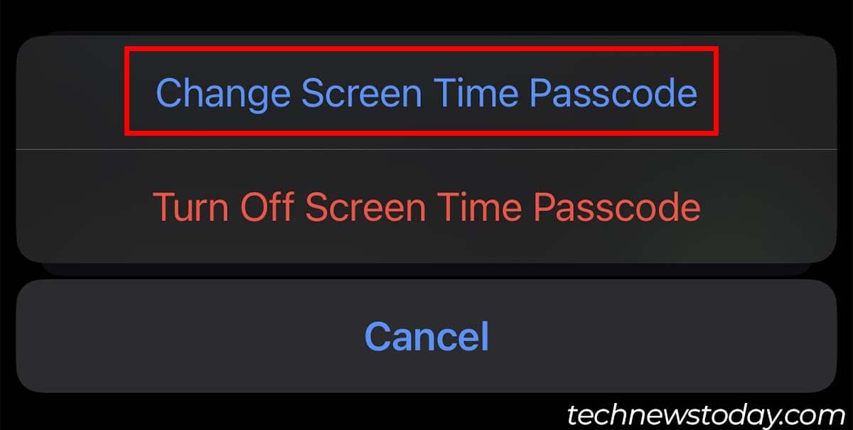 change screentime passcode