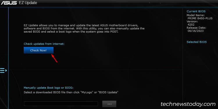 check now button asus ez update