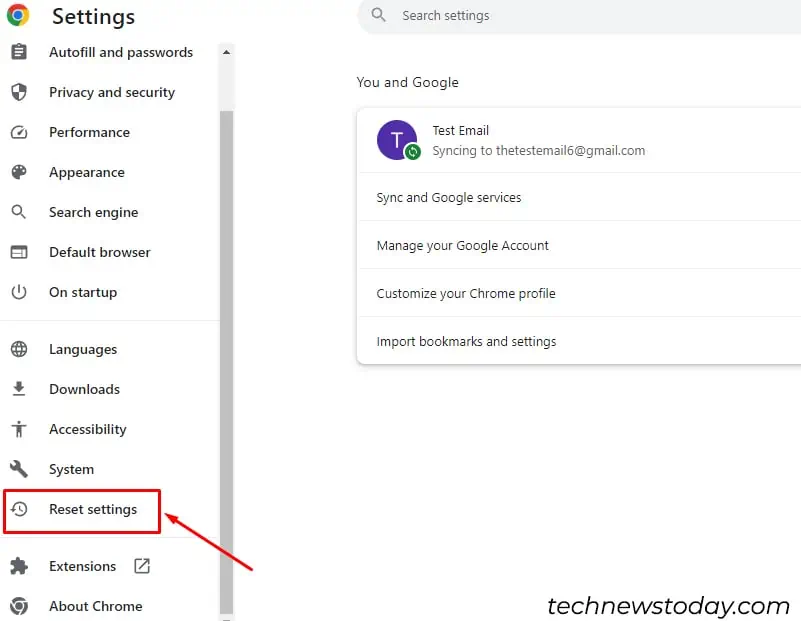 click-on-reset-settings
