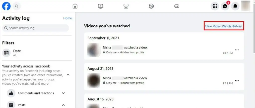How to Delete Watched Videos on Facebook 12 click-on-the-Clear-Video-Watch-History-1024x434