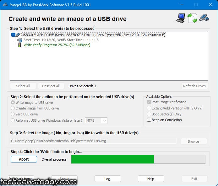 create and write image usb processing