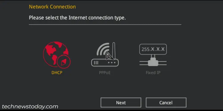 dhcp-ppoe-fixed-ip-asus-bios-update-selection