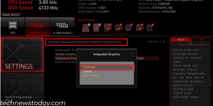 disable msi igpu bios
