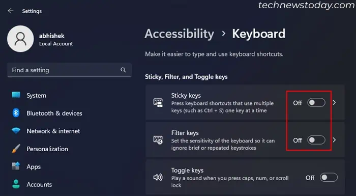 Keyboard Randomly Stops Working - Here’s How to Fix It 10 disable-sticky-keys-and-filter-keys