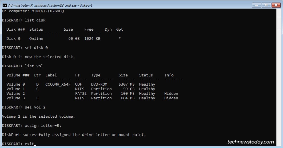 diskpart-list-vol-sel-vol-assign-letter