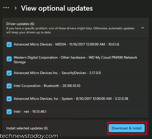 download and install optional updates