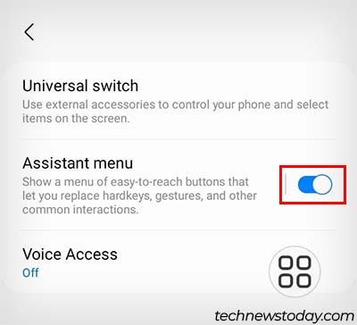 enable assistant menu