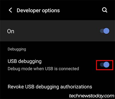 enable usb debugging