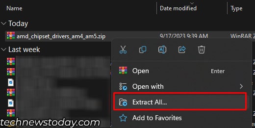 extract downloaded driver files