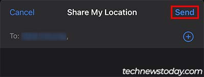 find my app send location to